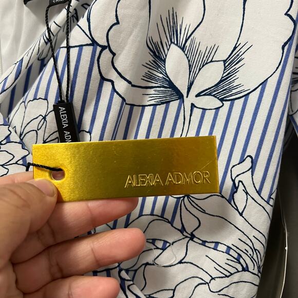 Alexia Admor Striped Floral Print 3/4 Sleeve Dress Sz 6 New - Picture 7 of 8